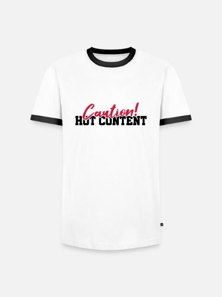 Caution Hot Content - Männer Kontrast-T-Shirt - Weiß/Schwarz