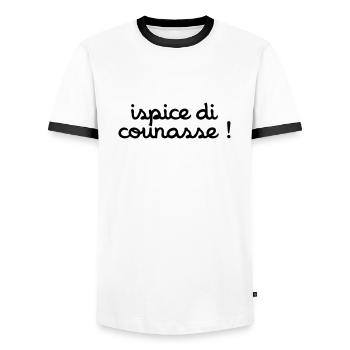 ispice di counasse ! - T-shirt contrasté Homme - blanc/noir - Devant - AI Model Female 172 light (172cm) & AI Model Male 178 dark (178cm)
