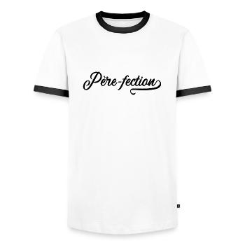 Père-fection vintage - T-shirt contrasté Homme - blanc/noir - Devant - AI Model Female 172 light (172cm) & AI Model Male 178 dark (178cm)