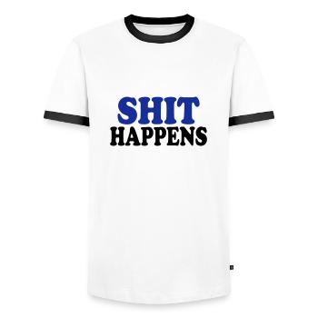 Shit happens - Männer Kontrast-T-Shirt - Weiß/Schwarz - Vorne - AI Model Female 172 light (172cm) & AI Model Male 178 dark (178cm)