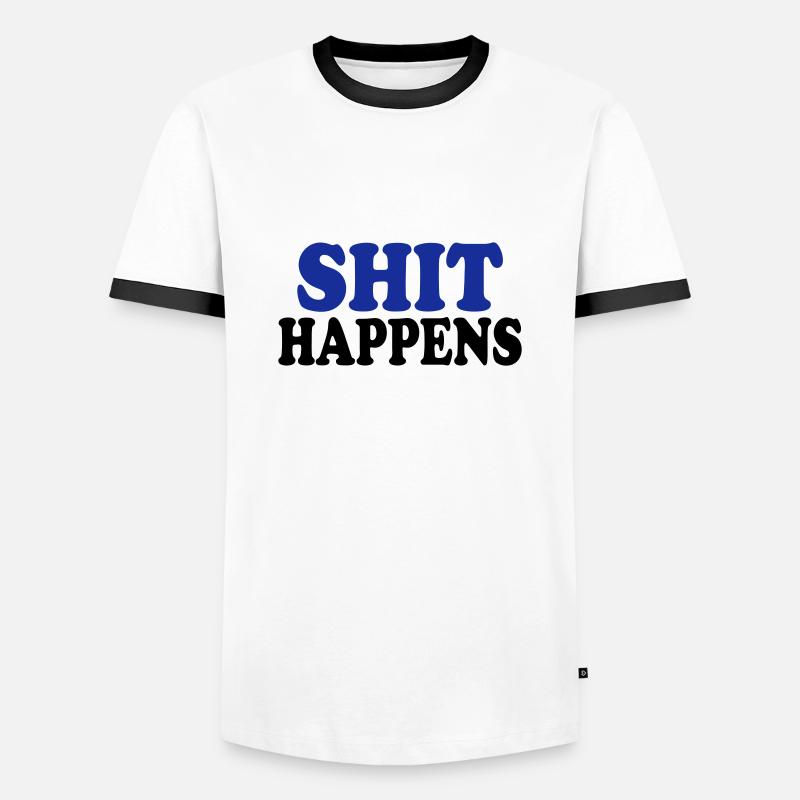Shit happens - Men's Ringer Shirt - white/black