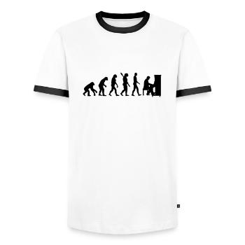 Klavier - Männer Kontrast-T-Shirt - Weiß/Schwarz - Vorne - AI Model Female 172 light (172cm) & AI Model Male 178 dark (178cm)