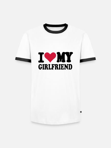 Girlfriend - Freundin - Männer Kontrast-T-Shirt - Weiß/Schwarz
