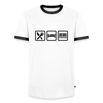 Eat Sleep Piano - T-shirt contrasté Homme - blanc/noir - Devant - AI Model Female 172 light (172cm) & AI Model Male 178 dark (178cm)