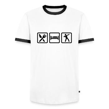 Eat Sleep Shot put - Men's Ringer Shirt - white/black - Front - AI Model Female 172 light (172cm) & AI Model Male 178 dark (178cm)