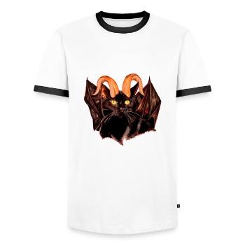 Chat démon - Chat noir - T-shirt contrasté Homme - blanc/noir - Devant - AI Model Female 172 light (172cm) & AI Model Male 178 dark (178cm)