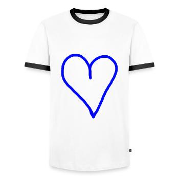 Heart Blue Gift Idea - Men's Ringer Shirt - white/black - Front - AI Model Female 172 light (172cm) & AI Model Male 178 dark (178cm)