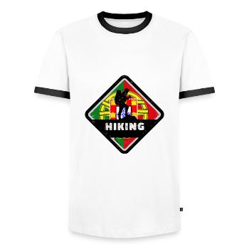 Portugal Drapeau Utilisé Look Drapeau Portugais - T-shirt contrasté Homme - blanc/noir - Devant - AI Model Female 172 light (172cm) & AI Model Male 178 dark (178cm)