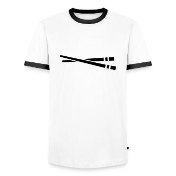 Sushi - Männer Kontrast-T-Shirt - Weiß/Schwarz - Vorne - AI Model Female 172 light (172cm) & AI Model Male 178 dark (178cm)