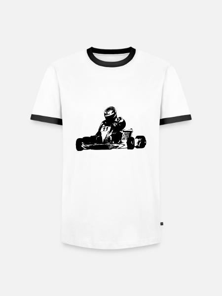 Kart - Kartsport - Männer Kontrast-T-Shirt - Weiß/Schwarz