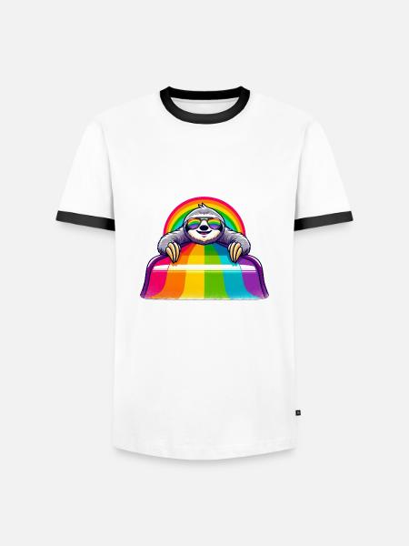 LGBTQ Pride Sloth Rainbow Playground - Men's Ringer Shirt - 