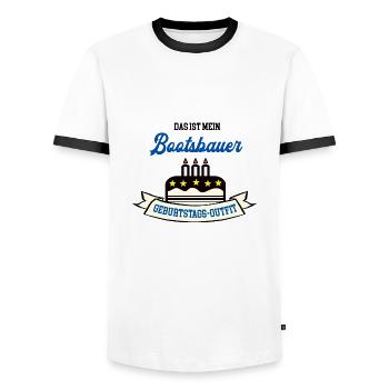 Geburtstag Bootsbauer Bootsbau Schiffbauer Boote - Männer Kontrast-T-Shirt - Weiß/Schwarz - Vorne - AI Model Female 172 light (172cm) & AI Model Male 178 dark (178cm)