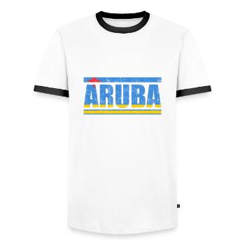Aruba - Men's Ringer Shirt - white/black - Front - AI Model Female 172 light (172cm) & AI Model Male 178 dark (178cm)