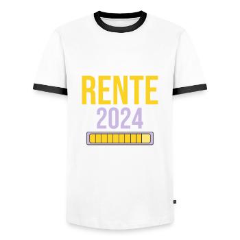 Rentner 2024 Ruhestand 2024 Der Countdown läuft - Männer Kontrast-T-Shirt - Weiß/Schwarz - Vorne - AI Model Female 172 light (172cm) & AI Model Male 178 dark (178cm)