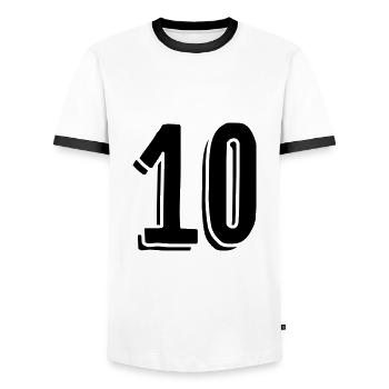 10 - Ten - Number - Men's Ringer Shirt - white/black - Front - AI Model Female 172 light (172cm) & AI Model Male 178 dark (178cm)
