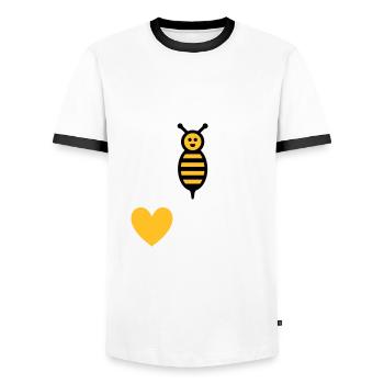 Bees love me (Biene, Herz) - Männer Kontrast-T-Shirt - Weiß/Schwarz - Vorne - AI Model Female 172 light (172cm) & AI Model Male 178 dark (178cm)
