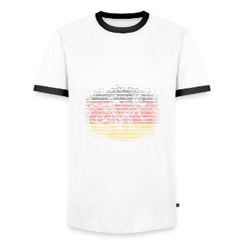 Drapeau de l’Allemagne Drapeau allemand Utilisé Look Homeland - T-shirt contrasté Homme - blanc/noir - Devant - AI Model Female 172 light (172cm) & AI Model Male 178 dark (178cm)