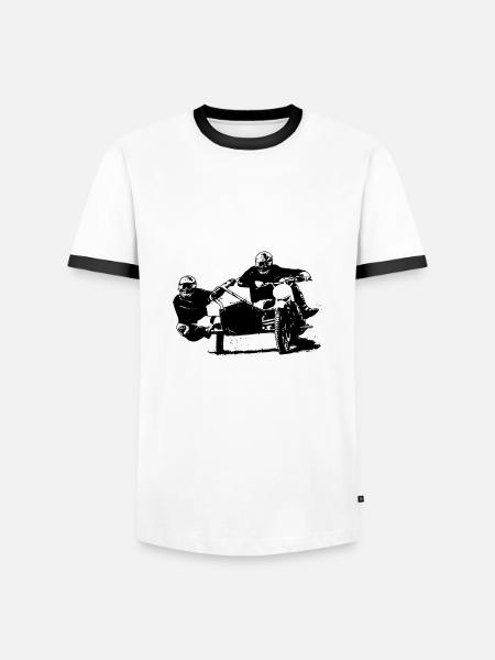 Sidecar Moto Cross - Männer Kontrast-T-Shirt - Weiß/Schwarz