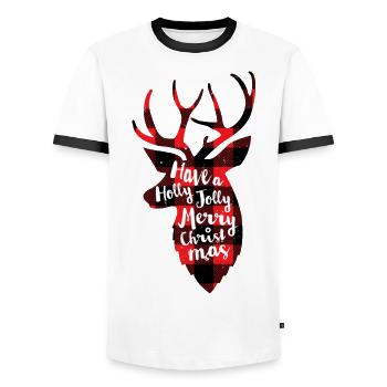 Haben Sie eine Holly Jolly Frohe Weihnachten - Männer Kontrast-T-Shirt - Weiß/Schwarz - Vorne - AI Model Female 172 light (172cm) & AI Model Male 178 dark (178cm)