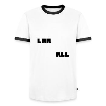 RLRRLRLL Drums Paradiddle - T-shirt contrasté Homme - blanc/noir - Devant - AI Model Female 172 light (172cm) & AI Model Male 178 dark (178cm)