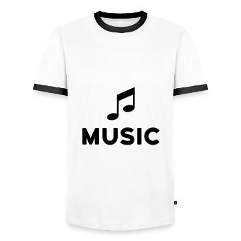 ★ Les couleurs de conception peuvent être modifiées ★ Musique (Remarque) - T-shirt contrasté Homme - blanc/noir - Devant - AI Model Female 172 light (172cm) & AI Model Male 178 dark (178cm)