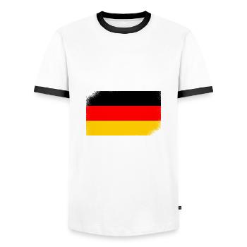 Drapeau de l’Allemagne Drapeau allemand Utilisé Look Homeland - T-shirt contrasté Homme - blanc/noir - Devant - AI Model Female 172 light (172cm) & AI Model Male 178 dark (178cm)
