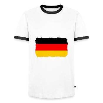 Drapeau de l’Allemagne Drapeau allemand Used Look Home - T-shirt contrasté Homme - blanc/noir - Devant - AI Model Female 172 light (172cm) & AI Model Male 178 dark (178cm)