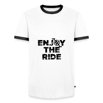 Enjoy The Ride Bike - Men's Ringer Shirt - white/black - Front - AI Model Female 172 light (172cm) & AI Model Male 178 dark (178cm)