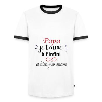 Papa je t'aime à l'infini - T-shirt contrasté Homme - blanc/noir - Devant - AI Model Female 172 light (172cm) & AI Model Male 178 dark (178cm)