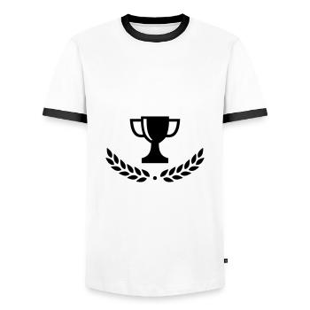 Cup and laurel wreath - Men's Ringer Shirt - white/black - Front - AI Model Female 172 light (172cm) & AI Model Male 178 dark (178cm)