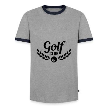 Golf club (laurel wreath, golf ball) - Men's Ringer Shirt - grey/navy  - Front - AI Model Female 172 light (172cm) & AI Model Male 178 light (178cm)
