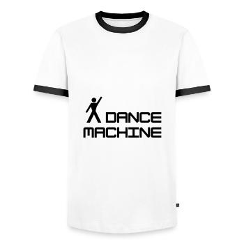 ★ Design colors changeable ★ Dance Machine - Men's Ringer Shirt - white/black - Front - AI Model Female 172 light (172cm) & AI Model Male 178 dark (178cm)