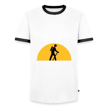 ★ Design colors changeable ★ Hikers, heavenly bodies - Men's Ringer Shirt - white/black - Front - AI Model Female 172 light (172cm) & AI Model Male 178 dark (178cm)