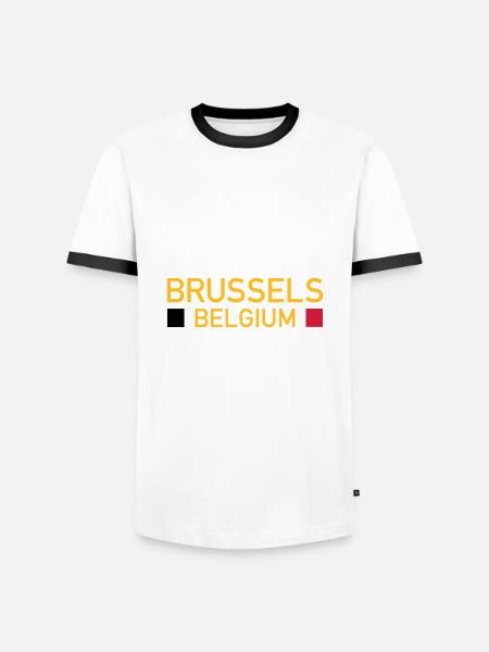 Brussels, Belgium (two squares) - Men's Ringer Shirt - white/black