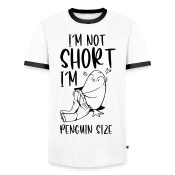 Je ne suis pas petit je suis pingouin taille - T-shirt contrasté Homme - blanc/noir - Devant - AI Model Female 172 light (172cm) & AI Model Male 178 dark (178cm)