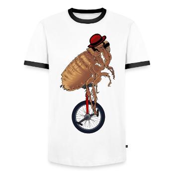 Zirkus Darstellerin Bühne Show Artist Einrad Floh - Männer Kontrast-T-Shirt - Weiß/Schwarz - Vorne - AI Model Female 172 light (172cm) & AI Model Male 178 dark (178cm)
