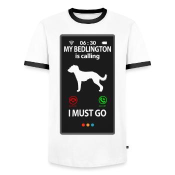 Bedlington Whippet dit drôle - T-shirt contrasté Homme - blanc/noir - Devant - AI Model Female 172 light (172cm) & AI Model Male 178 dark (178cm)