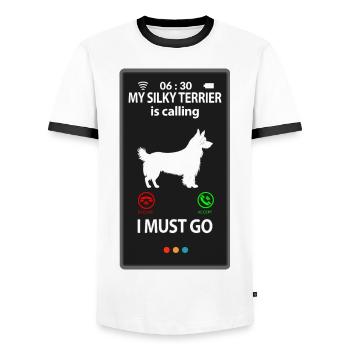 Australian Silky Terrier Funny Sayings Funny - Men's Ringer Shirt - white/black - Front - AI Model Female 172 light (172cm) & AI Model Male 178 dark (178cm)