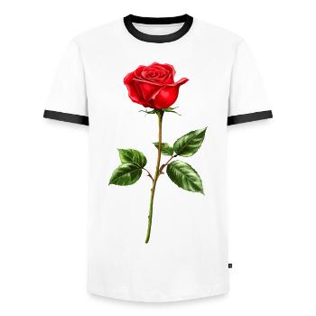Rose Flower Love - Men's Ringer Shirt - white/black - Front - AI Model Female 172 light (172cm) & AI Model Male 178 dark (178cm)