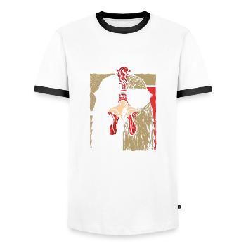 Maman de poulet - Chicken Chicken Farmer - T-shirt contrasté Homme - blanc/noir - Devant - AI Model Female 172 light (172cm) & AI Model Male 178 dark (178cm)