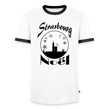 Strasbourg Christmas - Men's Ringer Shirt - white/black - Front - AI Model Female 172 light (172cm) & AI Model Male 178 dark (178cm)