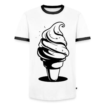 Eiswaffel Skizze - Männer Kontrast-T-Shirt - Weiß/Schwarz - Vorne - AI Model Female 172 light (172cm) & AI Model Male 178 dark (178cm)