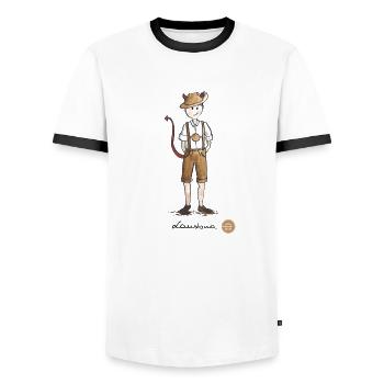 Lausbua - Männer Kontrast-T-Shirt - Weiß/Schwarz - Vorne - AI Model Female 172 light (172cm) & AI Model Male 178 dark (178cm)