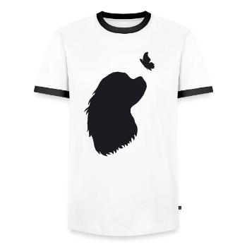 Cavalier King Charles Spaniel - Männer Kontrast-T-Shirt - Weiß/Schwarz - Vorne - AI Model Female 172 light (172cm) & AI Model Male 178 dark (178cm)