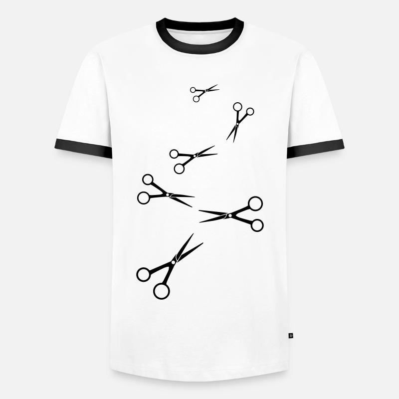 Schere Barber icon - Männer Kontrast-T-Shirt - Weiß/Schwarz