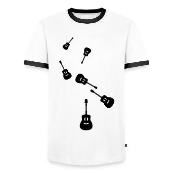 Gitarre Akustik - Männer Kontrast-T-Shirt - Weiß/Schwarz - Vorne - AI Model Female 172 light (172cm) & AI Model Male 178 dark (178cm)