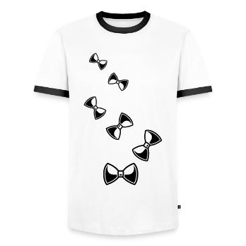 Bow Tie Gentleman - Men's Ringer Shirt - white/black - Front - AI Model Female 172 light (172cm) & AI Model Male 178 dark (178cm)