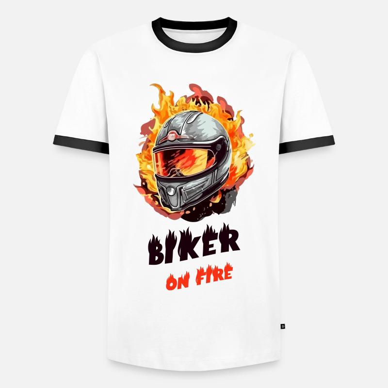 Biker on fire - Männer Kontrast-T-Shirt - Weiß/Schwarz
