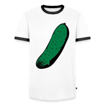 Gurke - Männer Kontrast-T-Shirt - Weiß/Schwarz - Vorne - AI Model Female 172 light (172cm) & AI Model Male 178 dark (178cm)