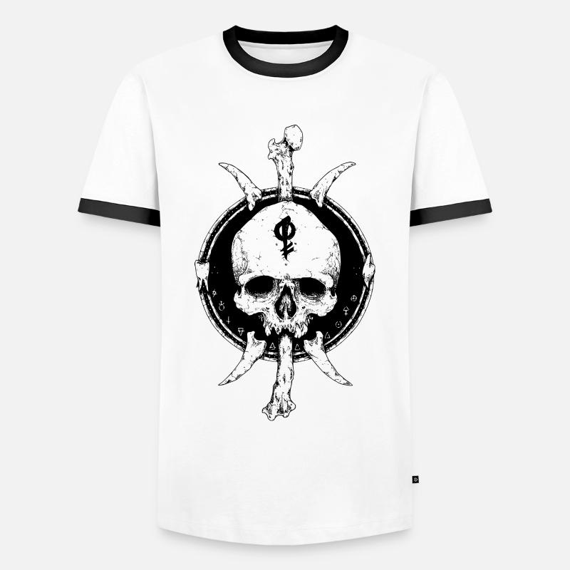Skull classic tattoo - Men's Ringer Shirt - white/black